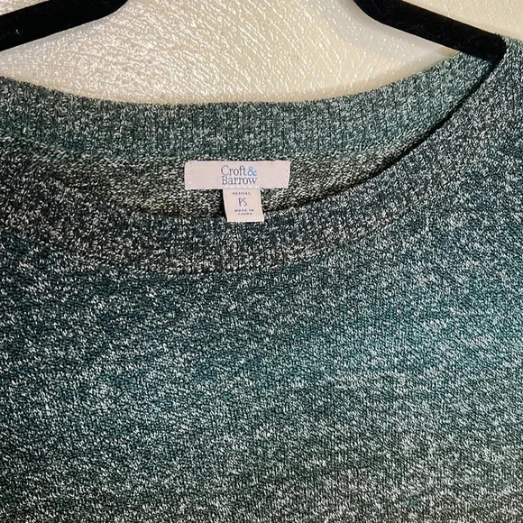 Croft & Barrow Ombré Green 3/4 Crewneck Knit Light Sweater Petite Small - Picture 4 of 5